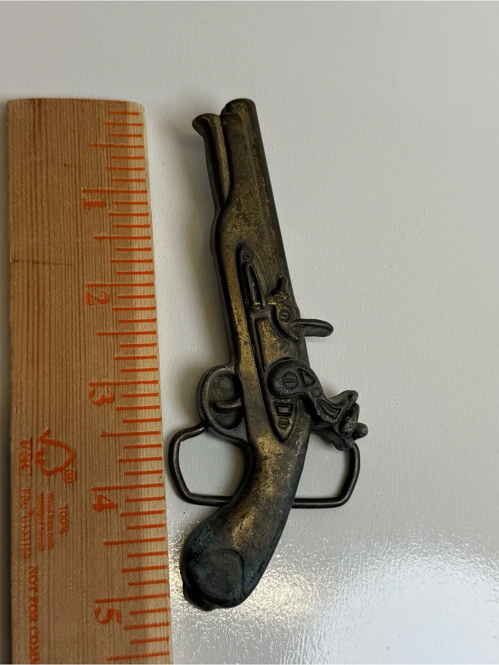 Civil War Flintlock Antique Pistol Gun Black Powder 1970s Vintage Belt Buckle